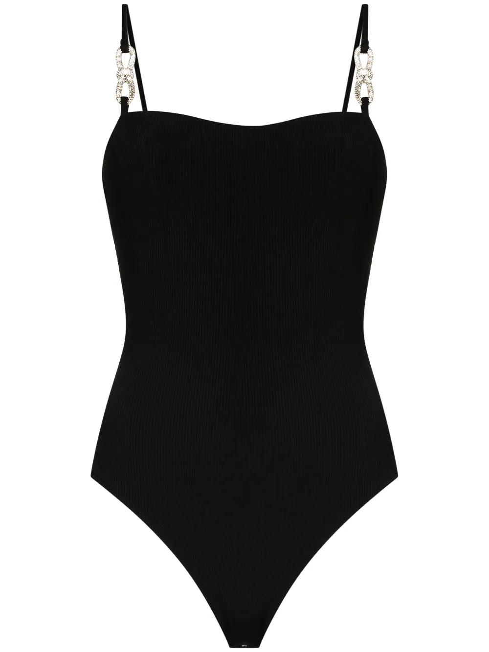 

MACH & MACH crystal-bow ribbed bodysuit - Black