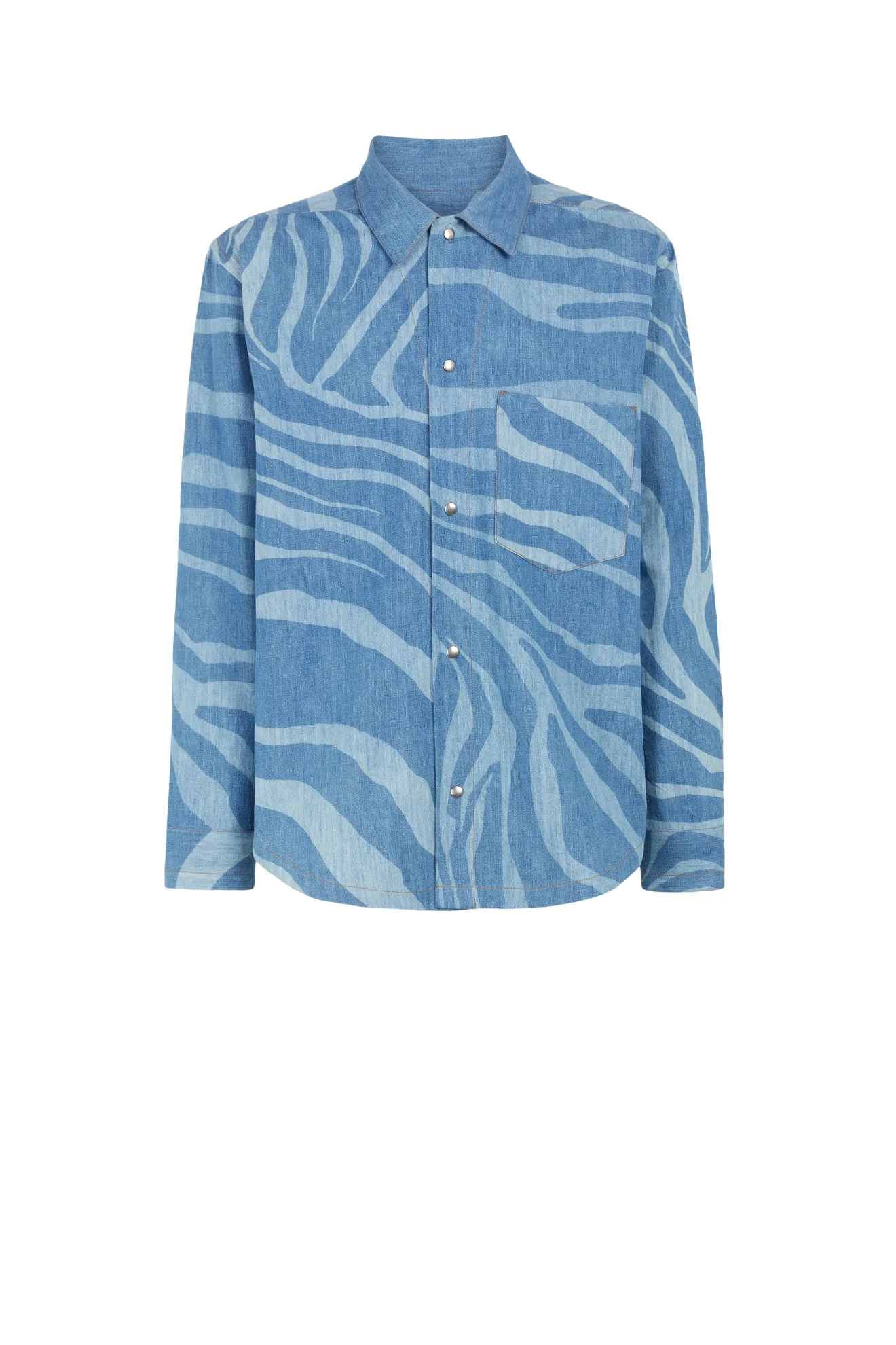 Macro Zebra-Print Denim Shirt | Roberto 
