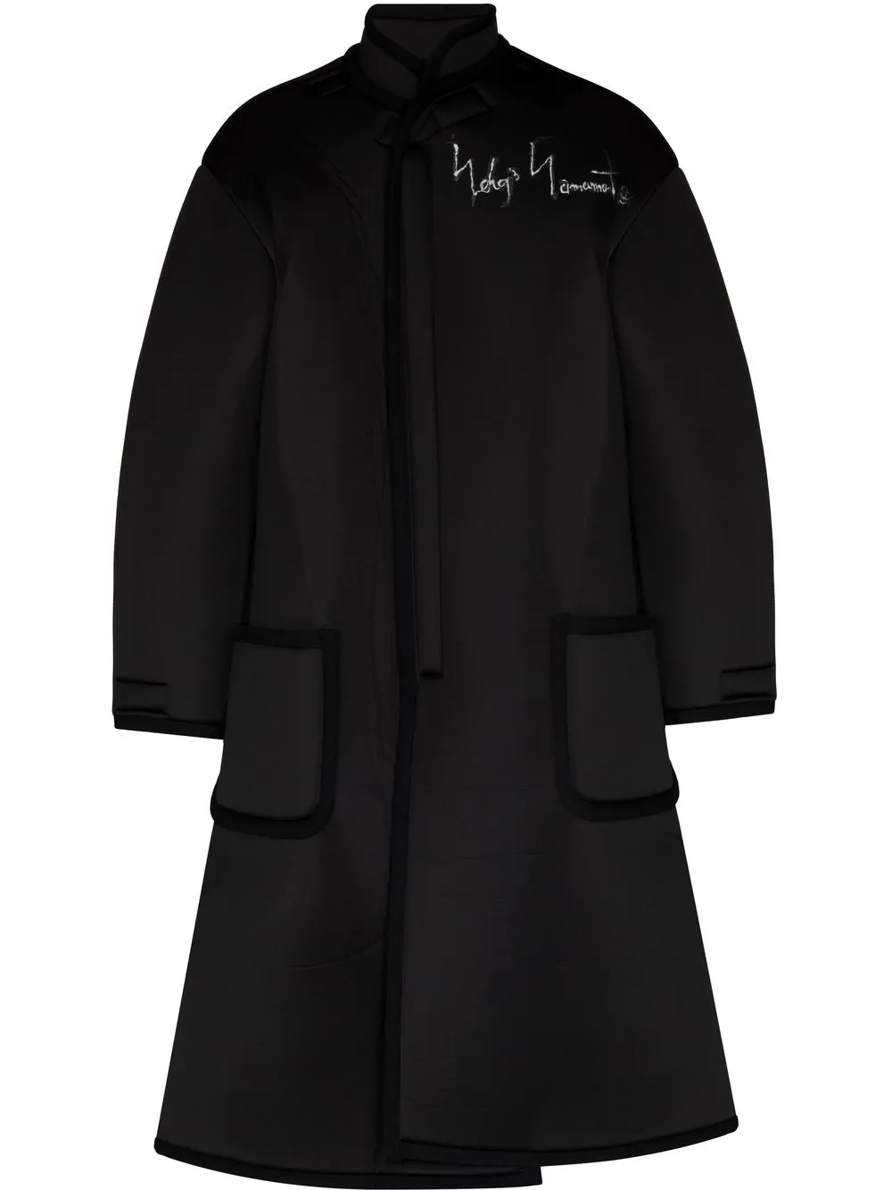 

Yohji Yamamoto abrigo oversize con logo estampado - Negro