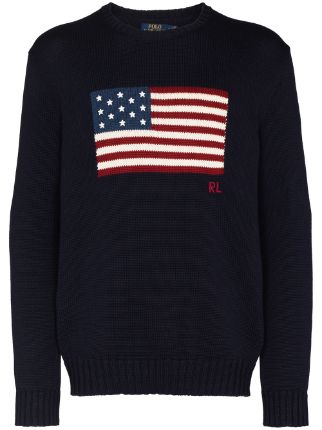 Shop Polo Ralph Lauren American Flag cotton jumper with Express Delivery -  FARFETCH