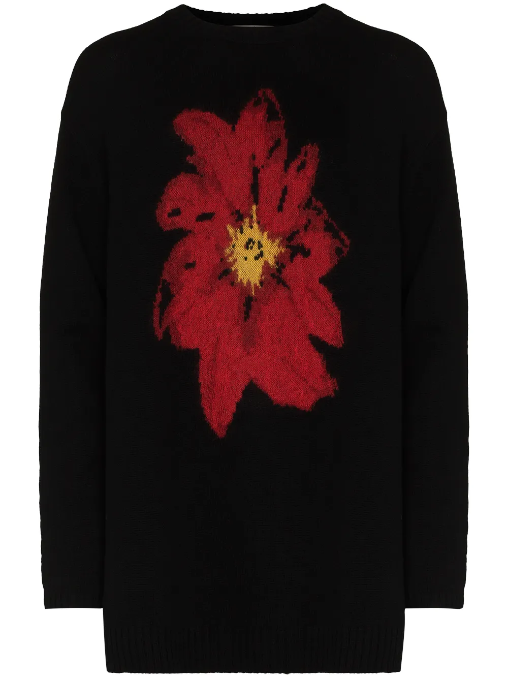 

Yohji Yamamoto flower-intarsia crew-neck jumper - Black