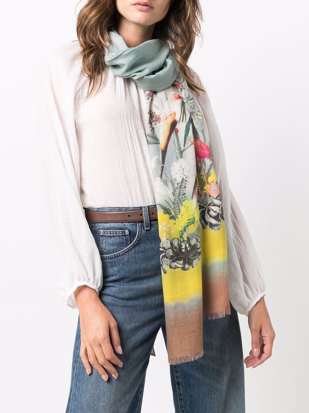 фото Etro длинный шарф с цветочным принтом