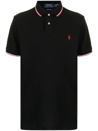 【送料&関税込】Polo Ralph Lauren Logo Embroidered Rib Trim Polo Ralph Lauren Logo Embroidered T-shirt | Blue | FARFETCH