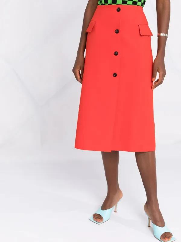 button up midi skirt