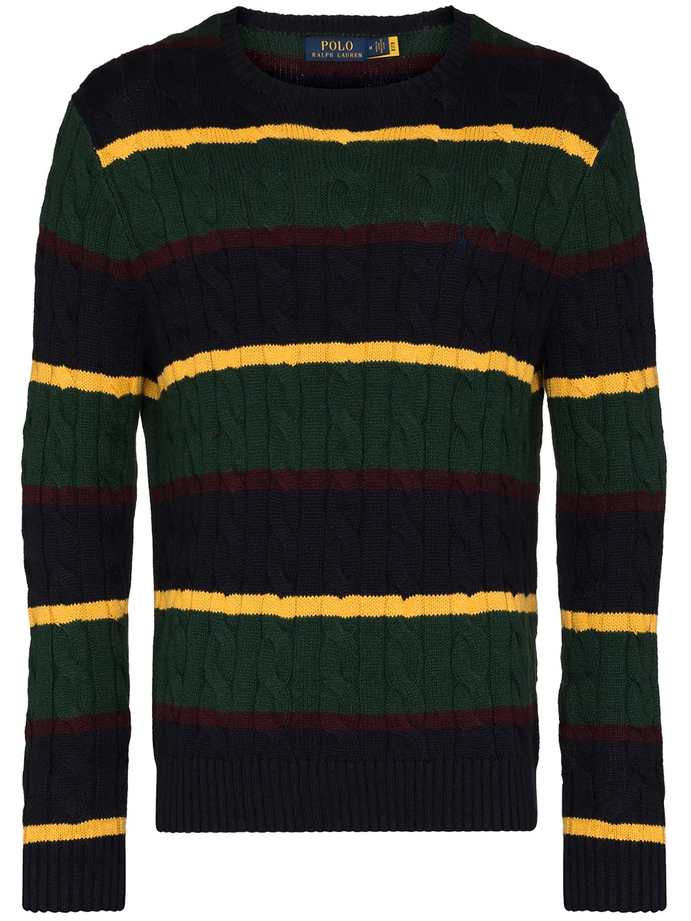 Image 1 of Polo Ralph Lauren cable-knit stripe-pattern jumper