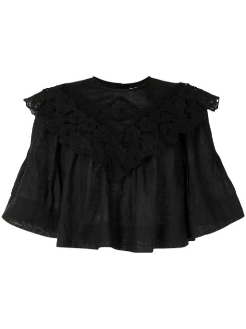 Isabel Marant Étoile black ruffled cropped blouse for women ...