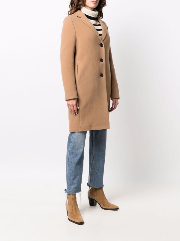 calvin klein single breasted camel coat