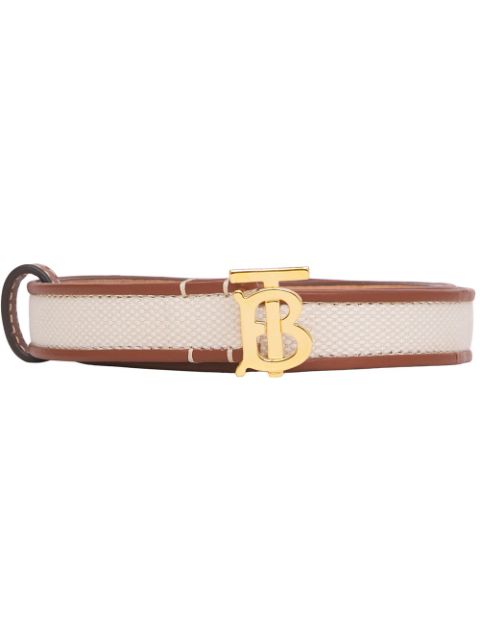 Burberry monogram-motif leather-trim canvas belt Women