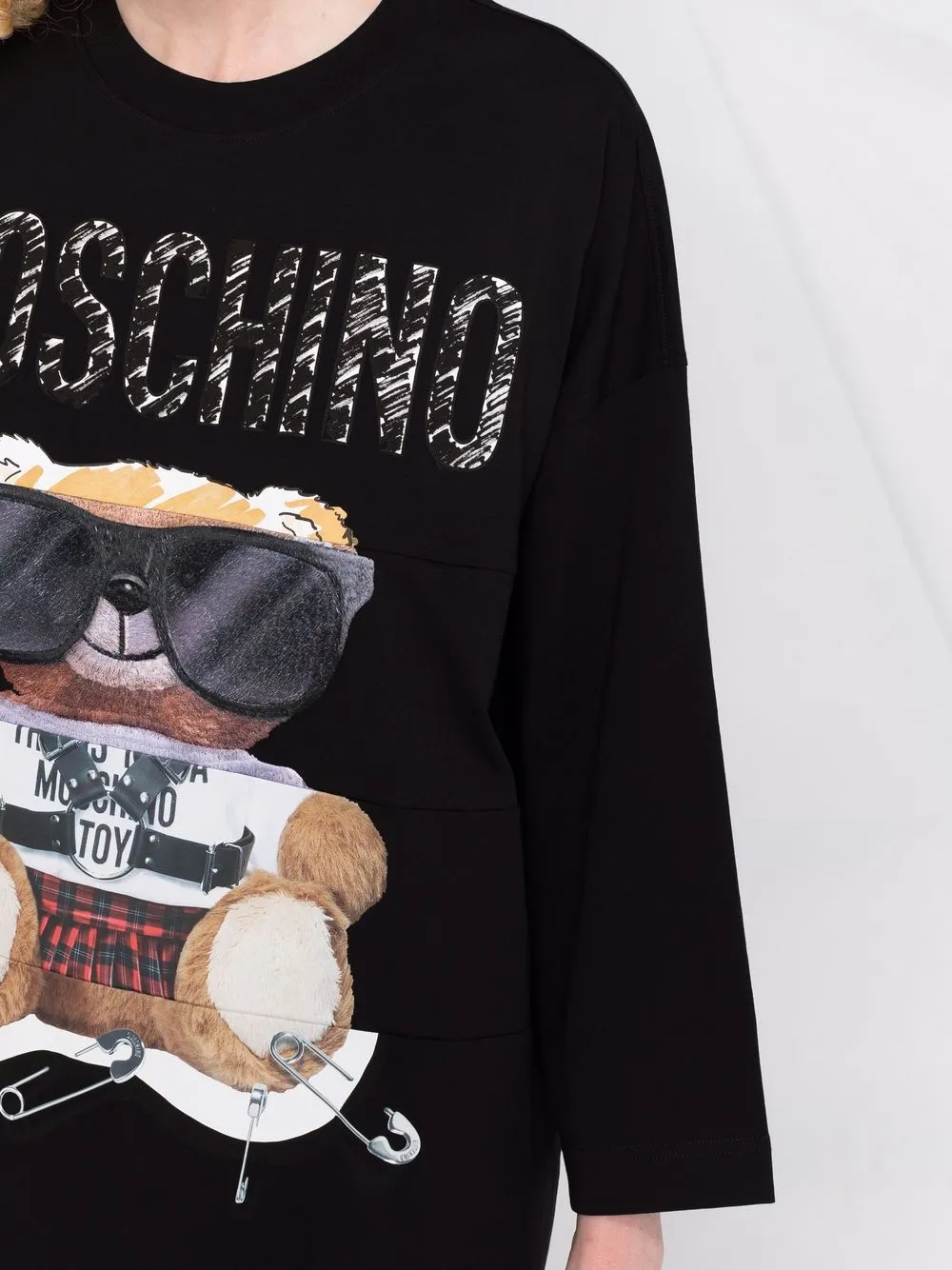 фото Moschino платье с длинными рукавами и графичным принтом