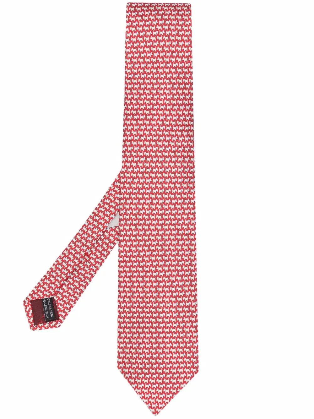

Ferragamo dog-print silk tie - Red