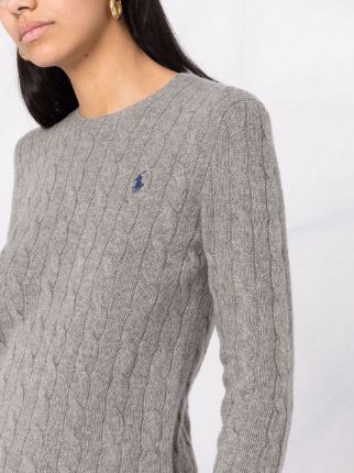 cable-knit embroidered-logo jumper展示图