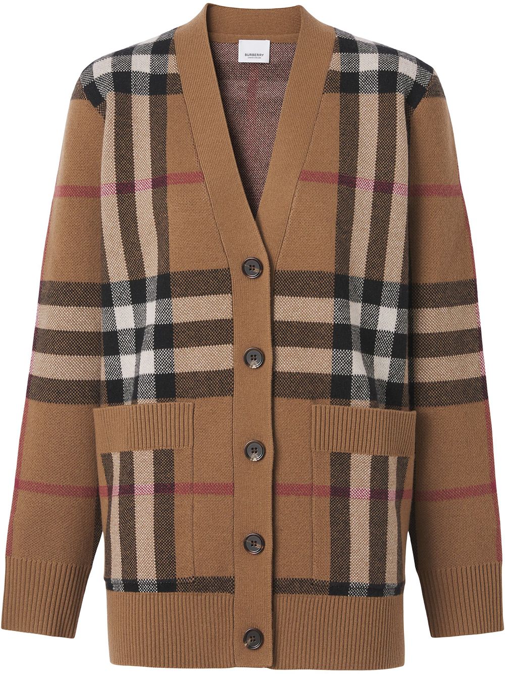 Image 1 of Burberry checked wool-cashmere blend cardigan