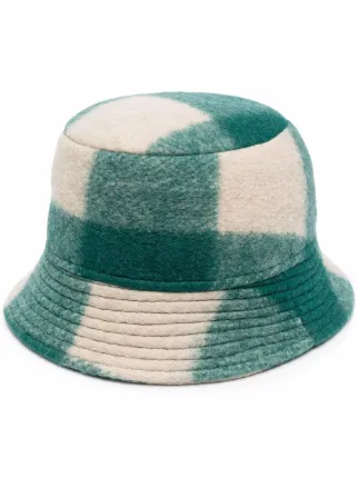 logo-embroidered checked bucket hat 