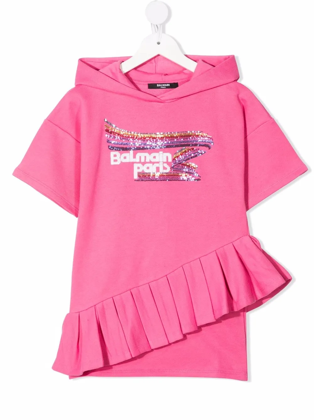 

Balmain Kids hoodie con ribete plisado - Rosado
