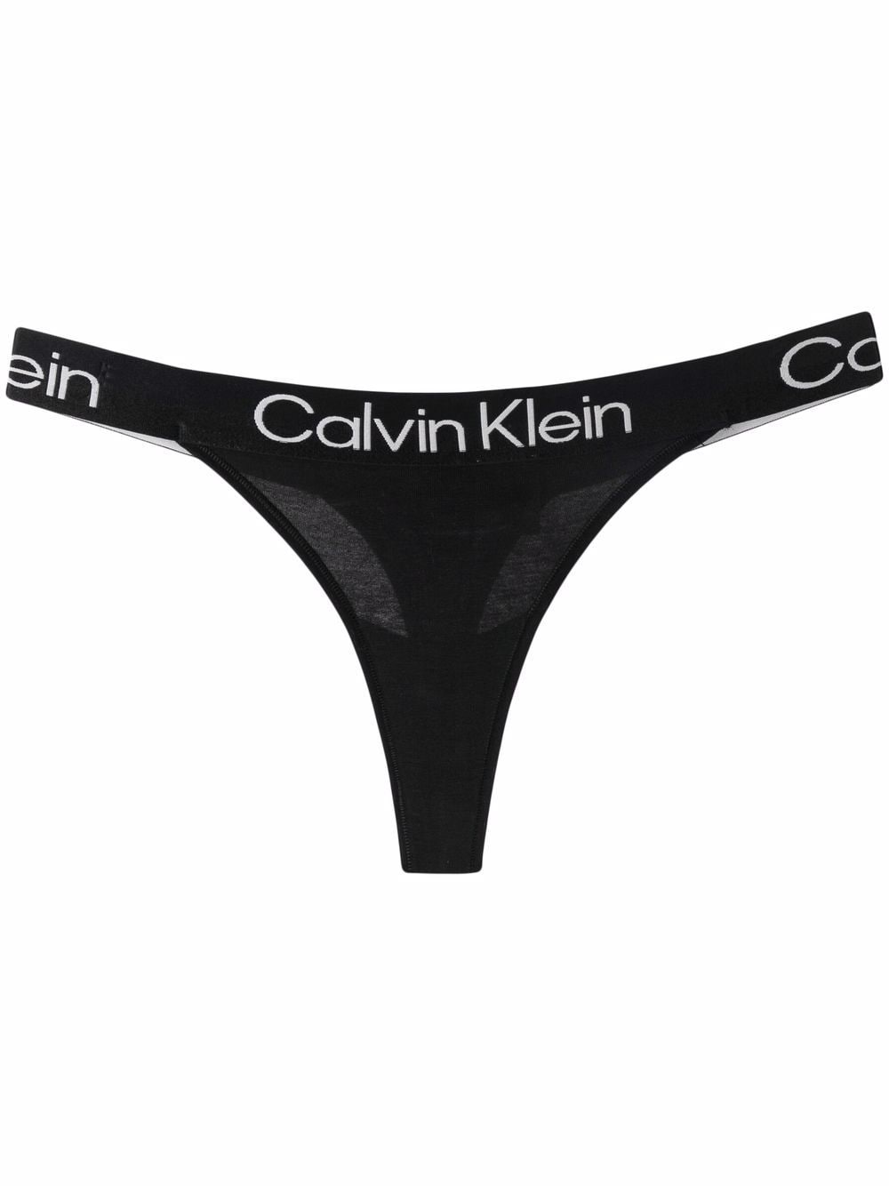 Calvin Klein Logo-waistband Thong In Black | ModeSens