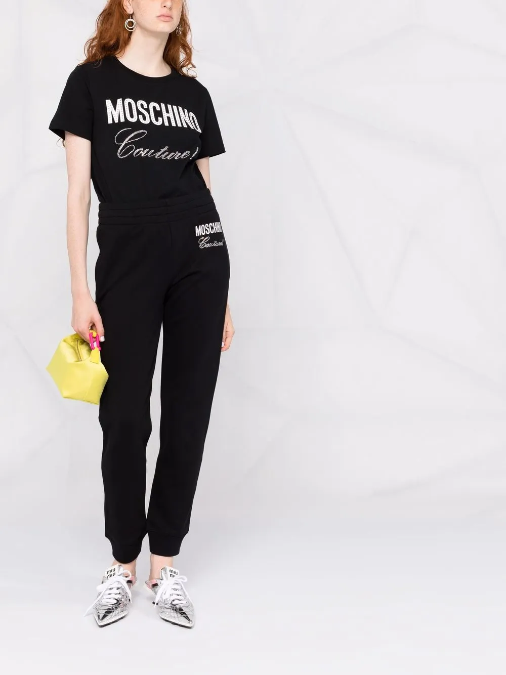 фото Moschino футболка с логотипом и кристаллами