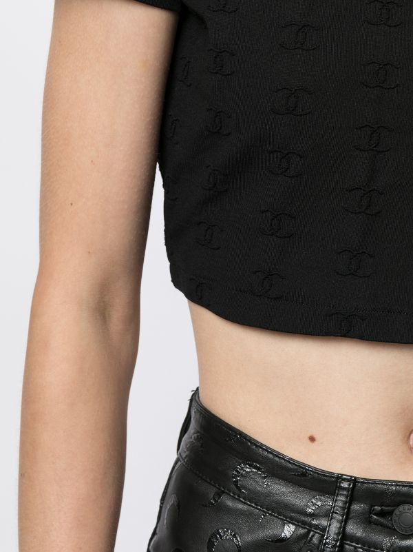 CHANEL Pre-Owned 1990s CC logo-embroidered Crop Top - Farfetch