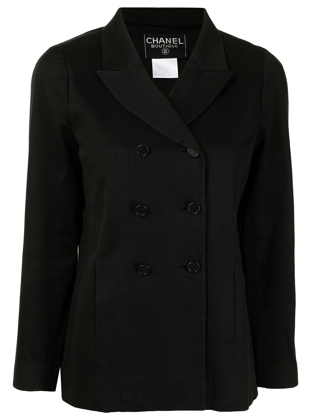 Pre-owned Chanel 1998 Notched Lapels Double-breasted Jacket In Black