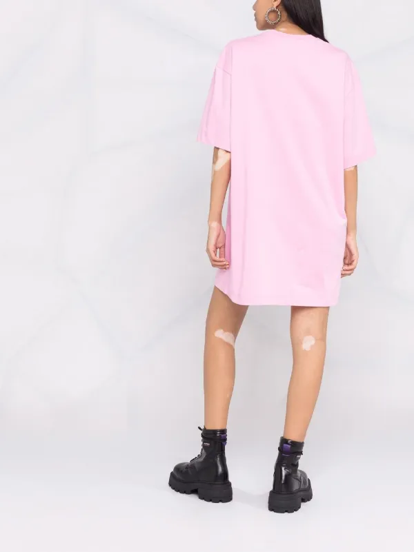 MSGM logo-print Cotton T-shirt Dress | Pink | FARFETCH