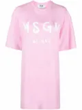MSGM logo-print cotton T-shirt dress - Pink