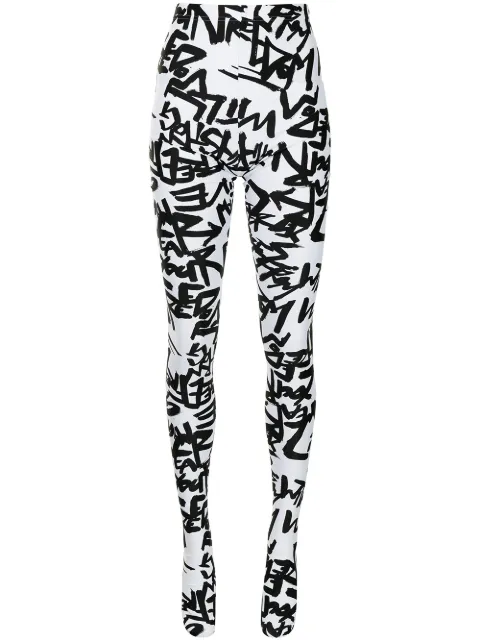 Comme Des Garçons slogan print high-rise tights
