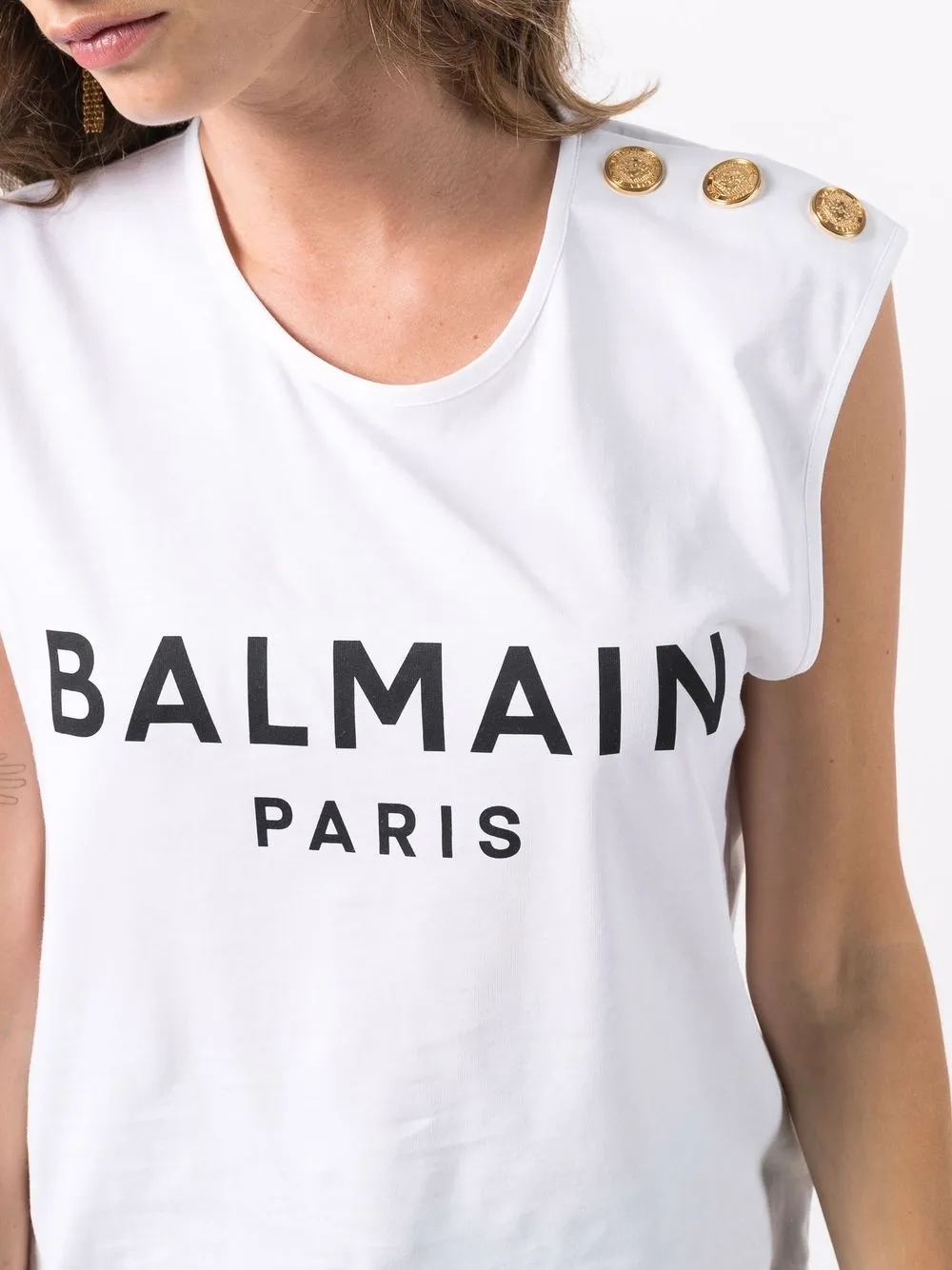 фото Balmain топ с декоративными пуговицами и логотипом