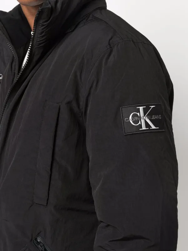 hooded logo-patch padded jacket for men 