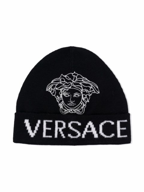 Versace Kids two-tone intarsia-knit hat