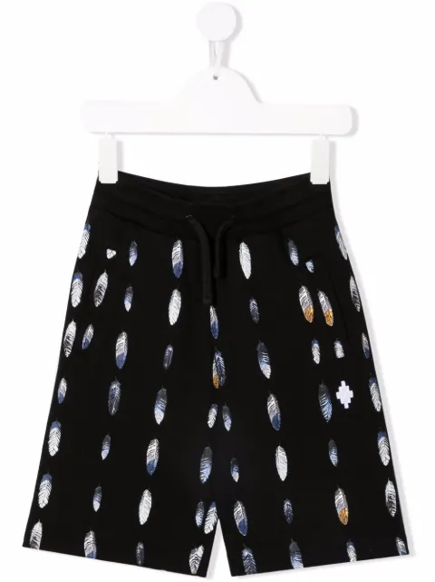Marcelo Burlon County Of Milan Kids feather-print cotton-blend track shorts 