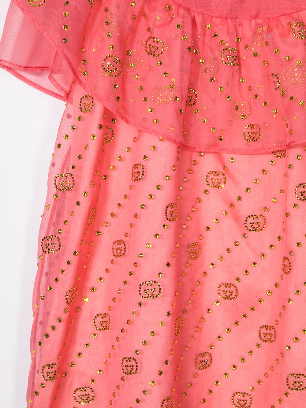 фото Gucci kids платье с логотипом interlocking g и стразами