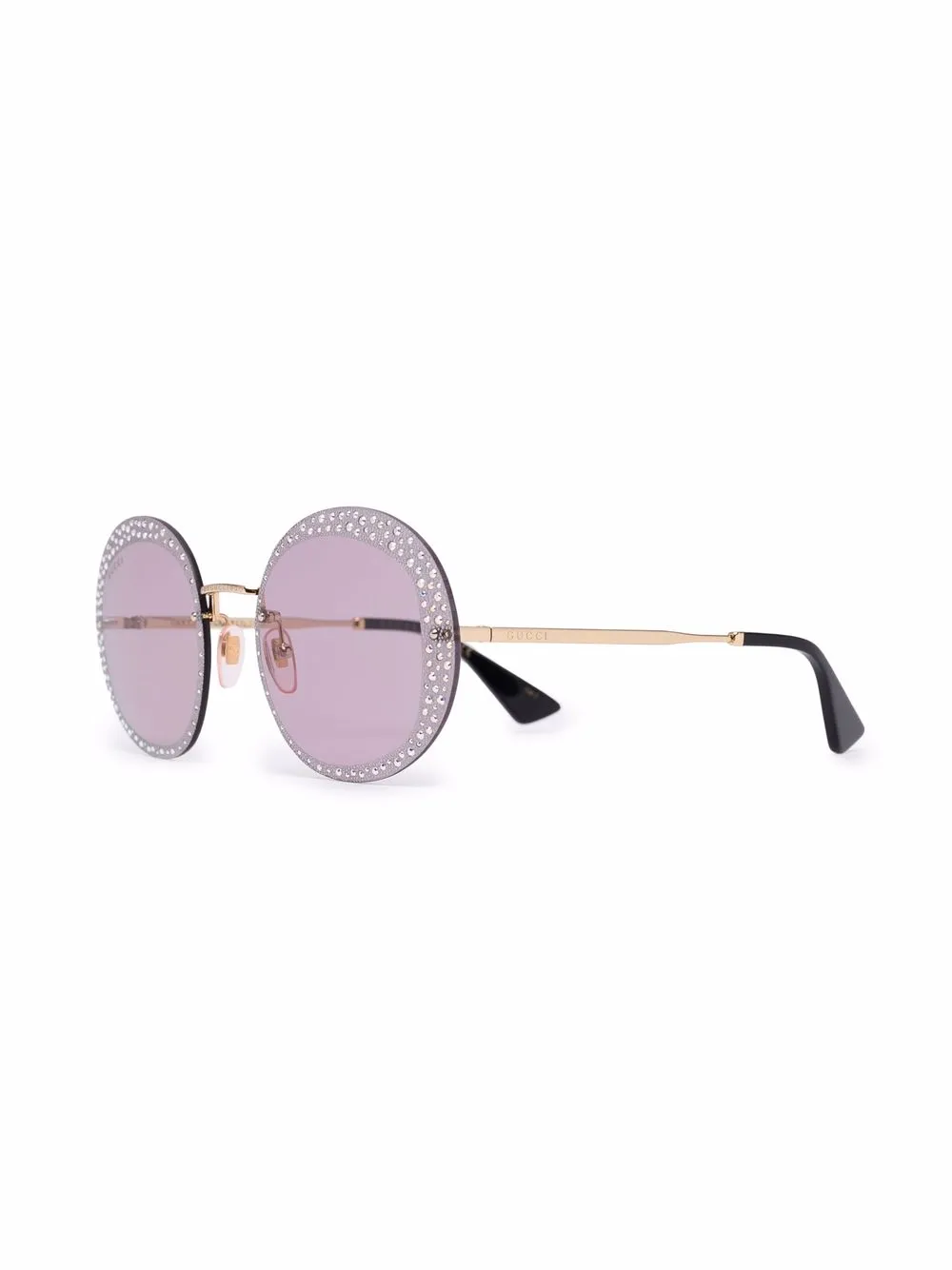 фото Gucci eyewear солнцезащитные очки в круглой оправе с кристаллами