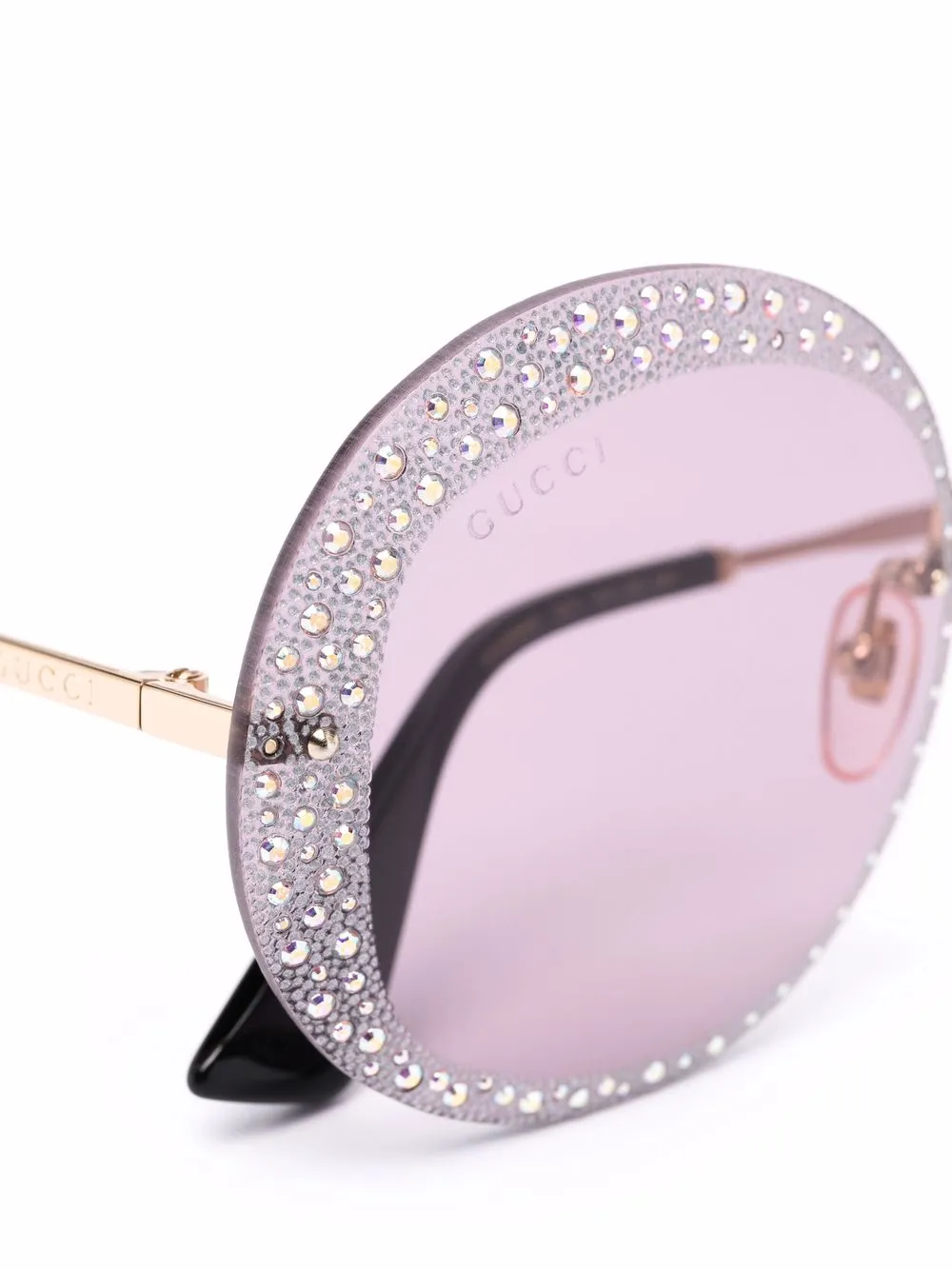 фото Gucci eyewear солнцезащитные очки в круглой оправе с кристаллами