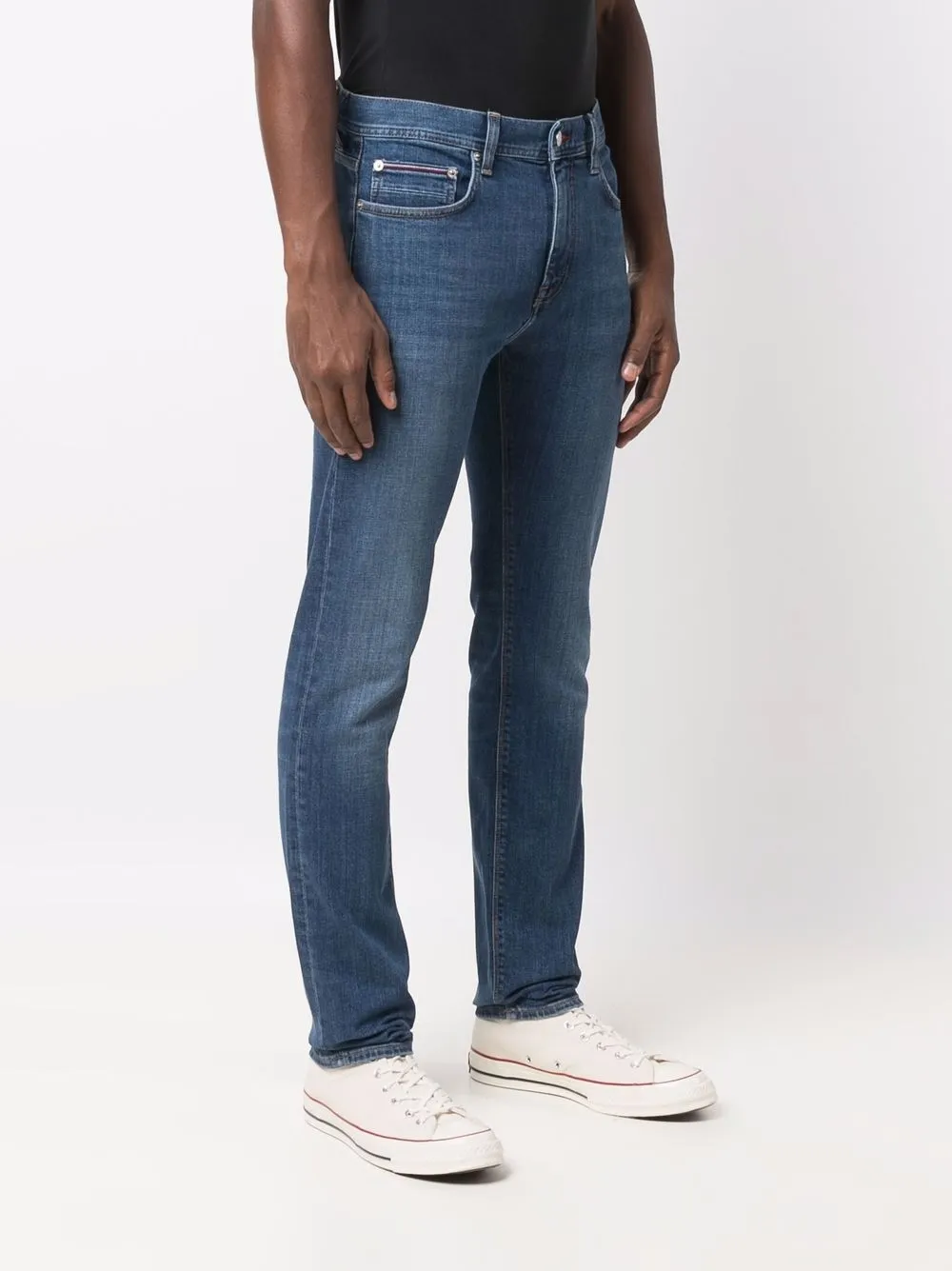 Shop Tommy Hilfiger Mid-rise Slim-fit Jeans In Blau