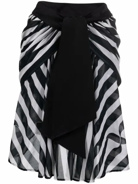Saint Laurent Pre-Owned 1988 asymmetric stripe-print skirt