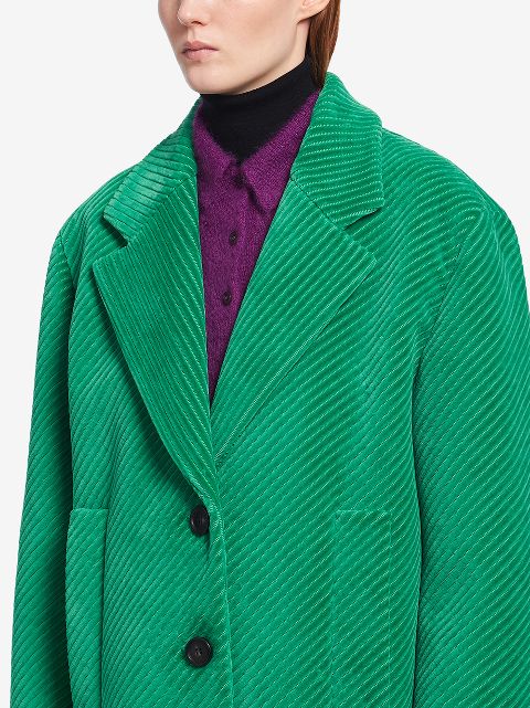 green cord coat