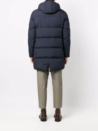 hooded knee-length padded coat展示图