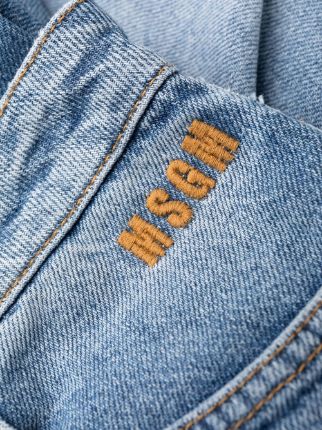 cropped embroidered-logo jeans展示图