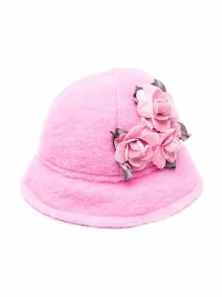 Monnalisa Floral Embroidered Bucket Hat 