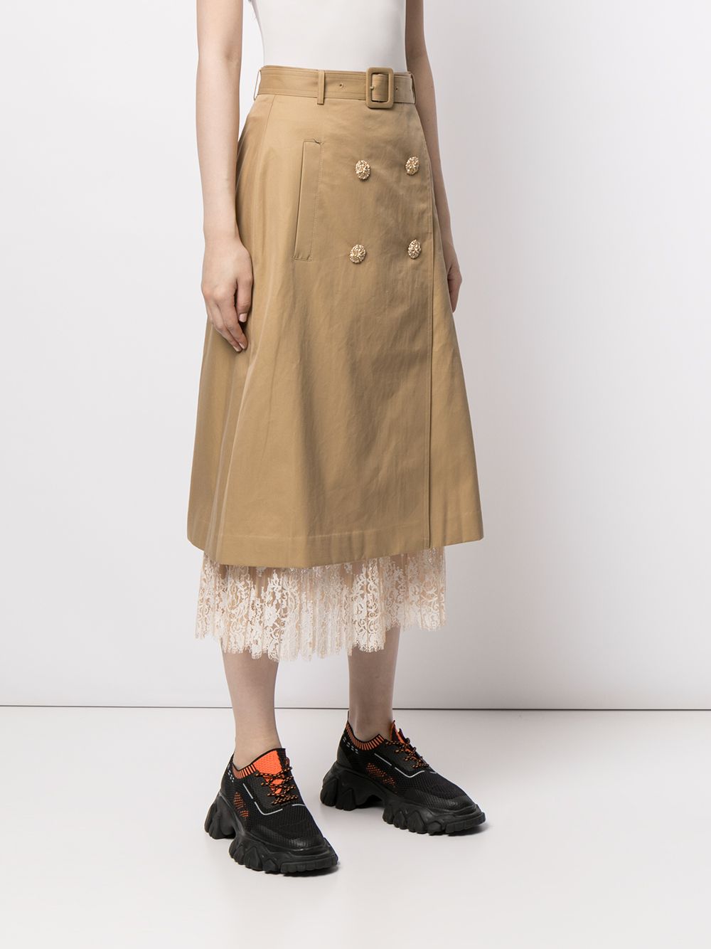 фото Bapy by *a bathing ape® floral-lace detail trench skirt