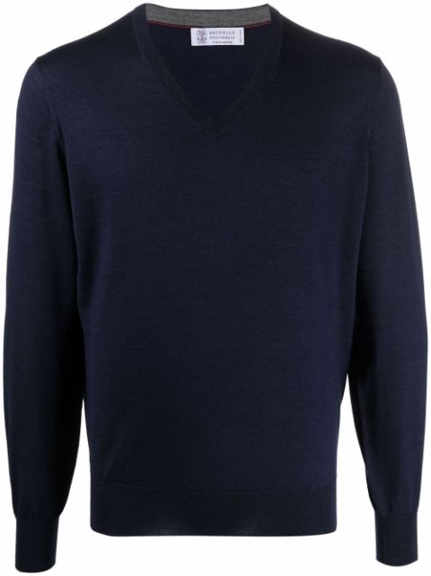 Brunello Cucinelli fine-knit V-neck jumper Men