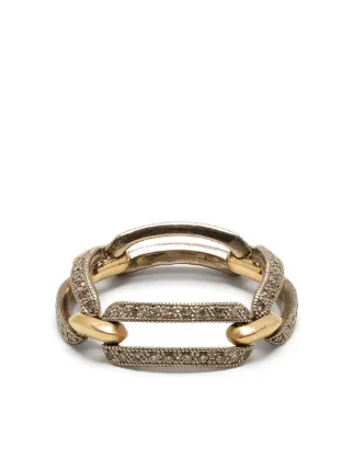 hum半人前リング HUMETE CHAIN RING M SV K18YG White Diamond0.28ct(side part