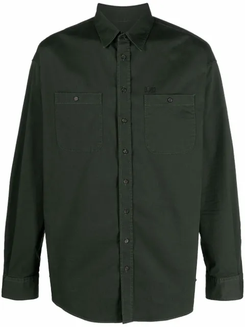 logo-print chest-pocket shirt