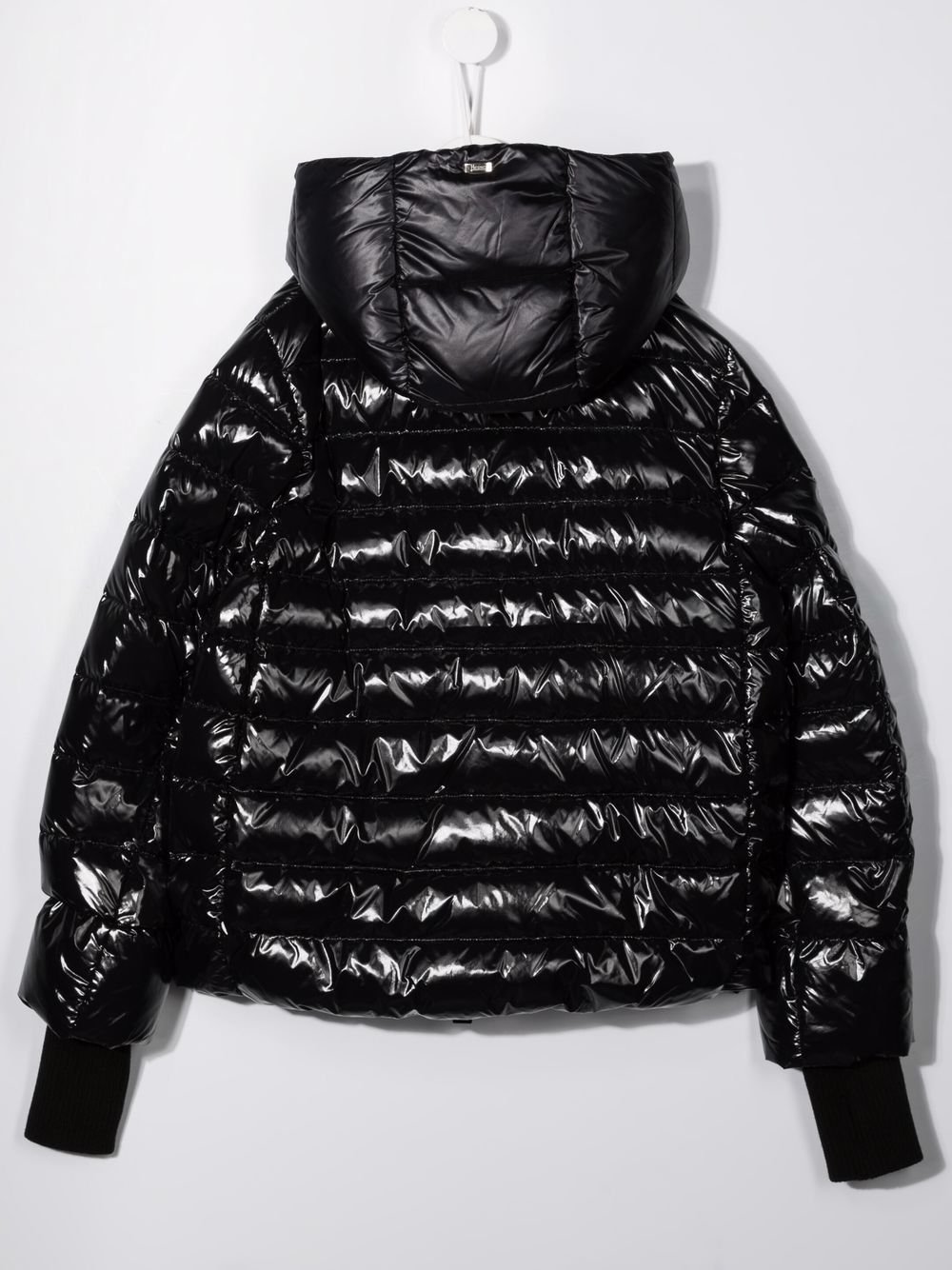 Shop Herno Patent Puffer Jacket In Black