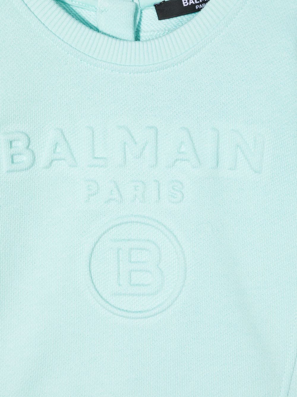 Shop Balmain Embossed-logo Cotton Sweatshirt In Blue