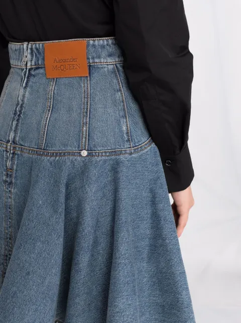 Alexander McQueen Flared Denim Skirt 
