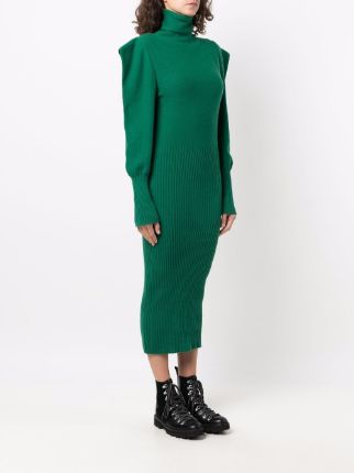 mock-neck puff-sleeves dress展示图