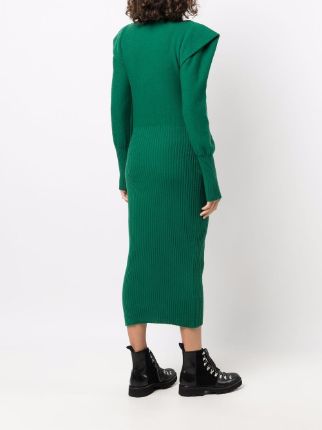 mock-neck puff-sleeves dress展示图