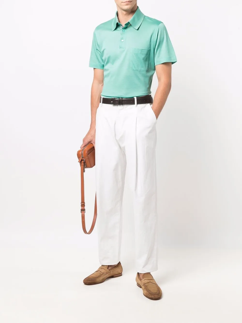 фото Brioni рубашка поло с короткими рукавами