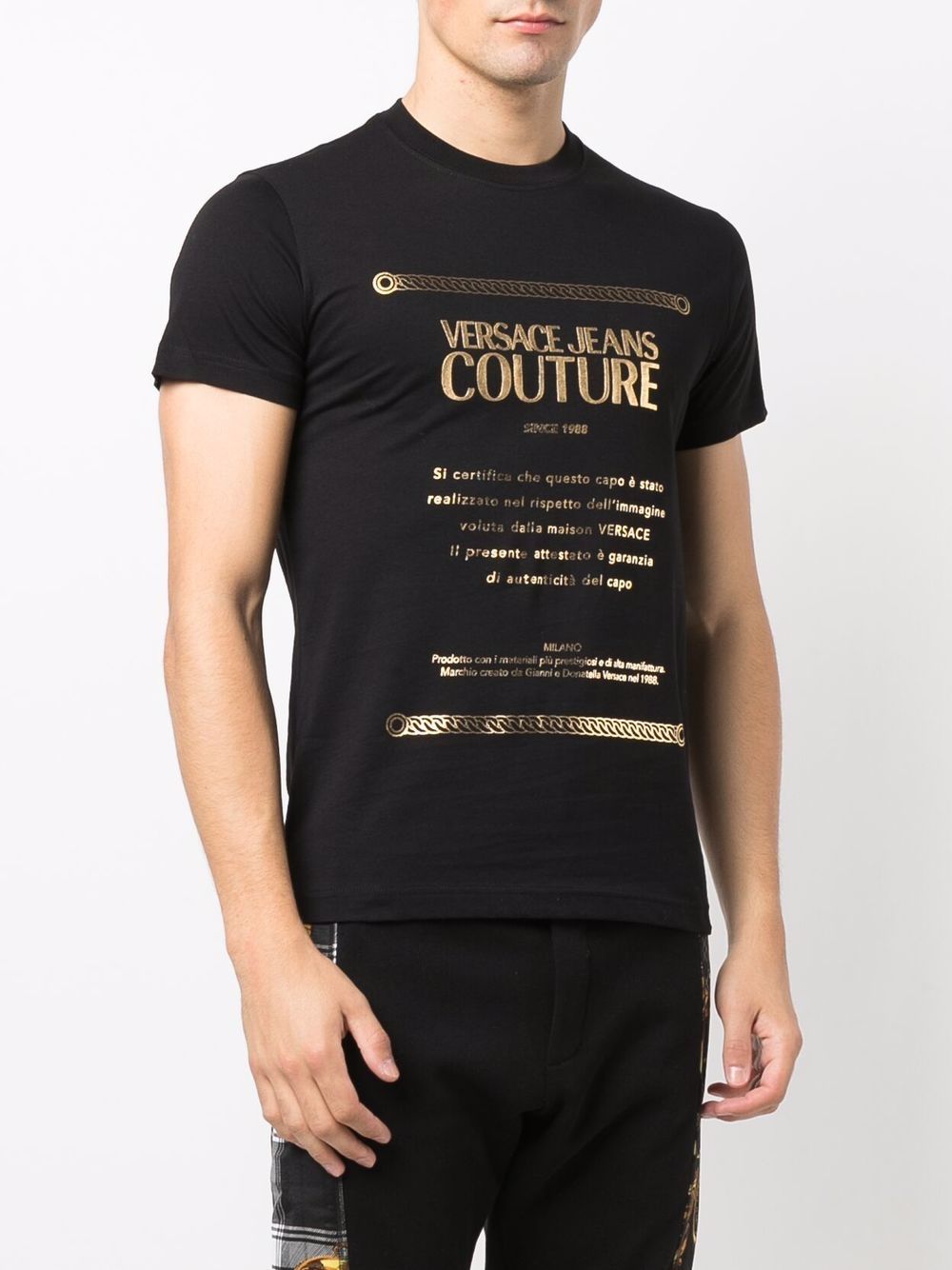 Shop Versace Jeans Couture Logo-print Cotton T-shirt In Schwarz