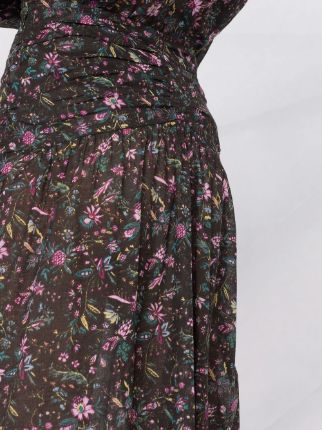 gathered floral midi skirt展示图